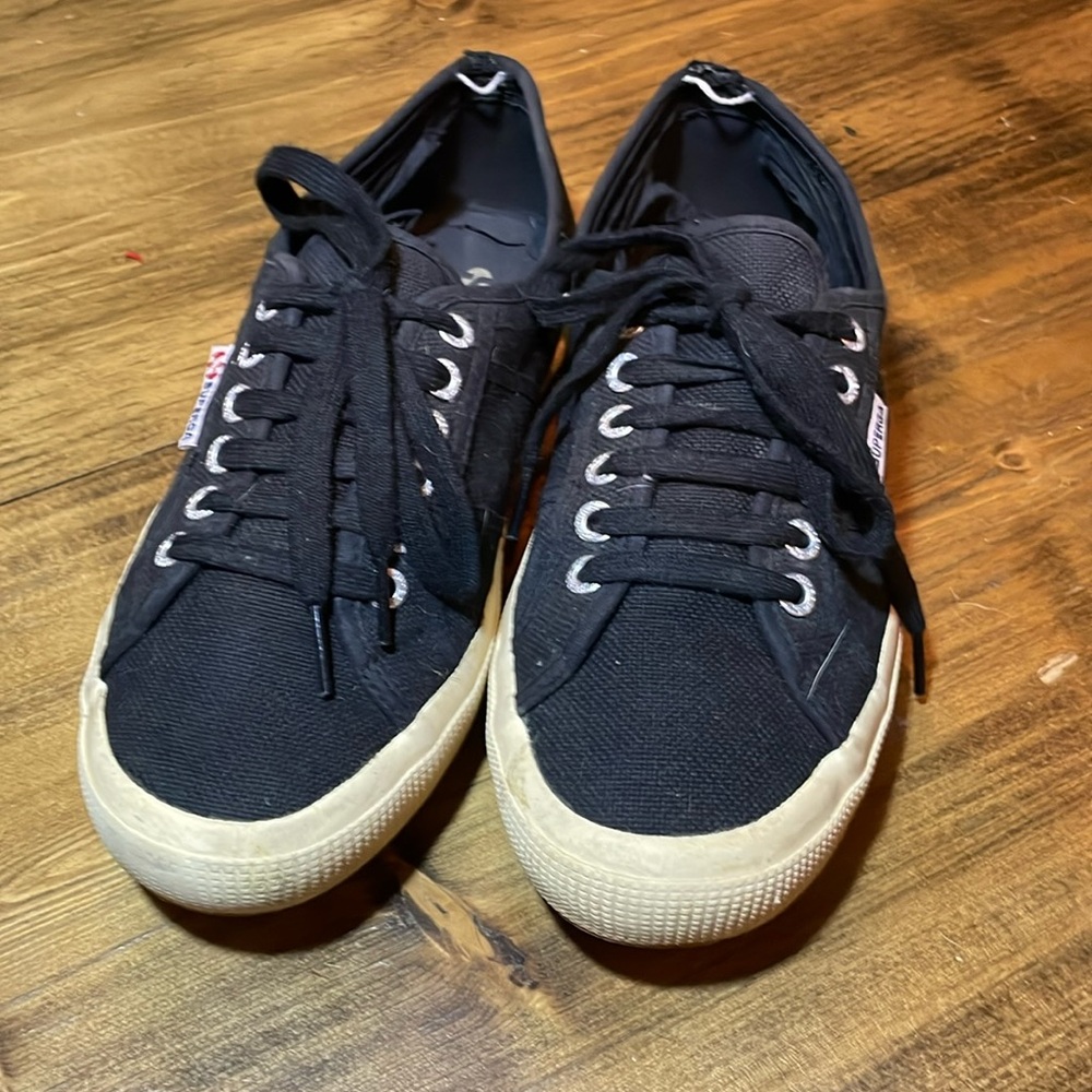 Superga Women’s Black Canvas Classic Sneaker 39/8 2750 Cotu Flat Shoes